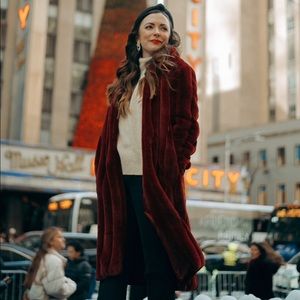 Lulu’s Red Faux Fur Long Coat